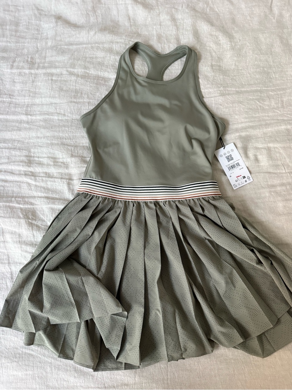 Wilson Olive Green Racerback Tennis Dress with Striped Waistband
